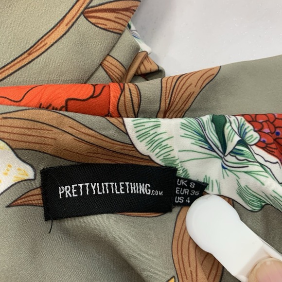 Pretty Little Thing Blazer Jacket 4 Floral Fitted Colorful Retro Mod Casual Work - Picture 7 of 10